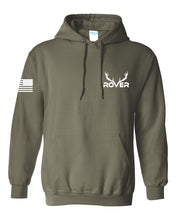 Load image into Gallery viewer, Rover Antlers Hoodie w/ Back Logo and American Flag Sleeve
