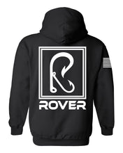 Load image into Gallery viewer, Rover Fish Hooks &quot;R&quot; Hoodie w/ Back Logo and American Flag Sleeve
