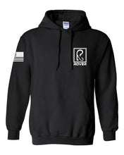 Load image into Gallery viewer, Rover Fish Hooks &quot;R&quot; Hoodie w/ Back Logo and American Flag Sleeve
